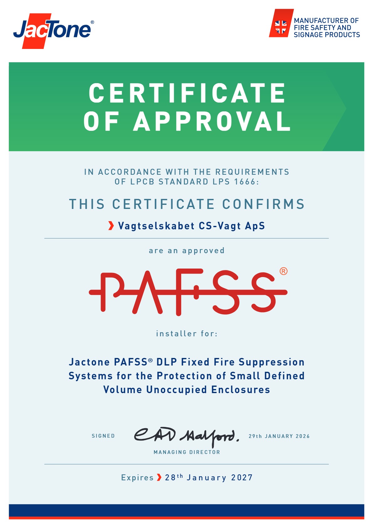 LPS 1223 certificering for KitchenGuard